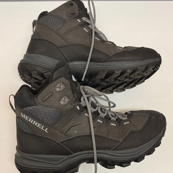 Merrell Black Hiking Boots with Gray Laces - Picture 4 of 9